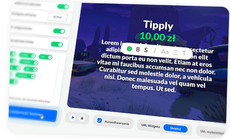 Obrazek przedstawia zrzut ekranu z konfiguratora powiadomień